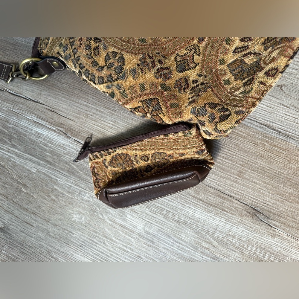 VTG Rossetti Boho Crossbody Satchel Bag Suede Medium Matching Coin Purse Brown L - Picture 6 of 14